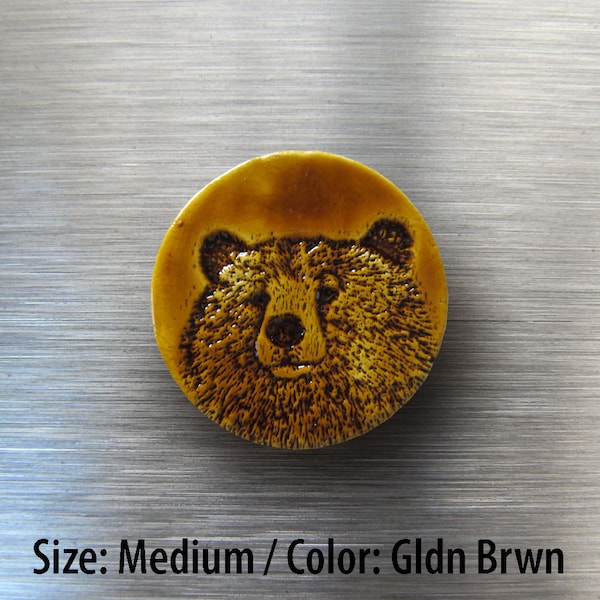 Grizzly Head Magnet: Hand Stamped Clay Magnet