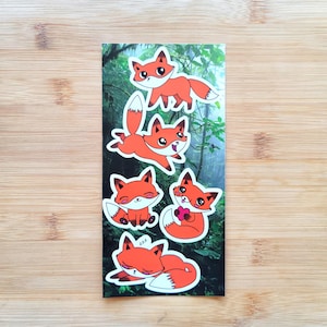 Cute Fox Sticker Sheet – Kawaii Fox Vinyl Stickers for Laptop, Journal, Water Bottle, Planner - Made in Canada