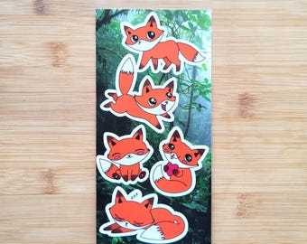Söt Räv-klistermärkesark – Kawaii Räv-vinylklistermärken för Laptop, Journal, Vattenflaska, Kalender – Tillverkad i Kanada