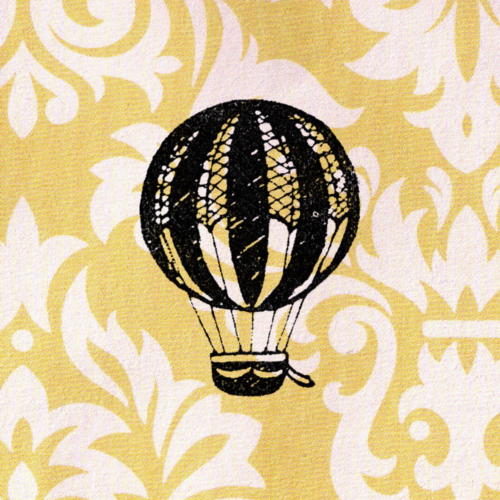 Patriotic HOT AIR BALLOON Wood Mounted Rubber Stamp Impression Obsession E1824 