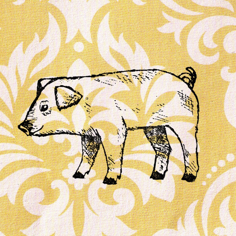 Pig Stamp: Wood Mounted Pigglet Rubber Stamp image 1