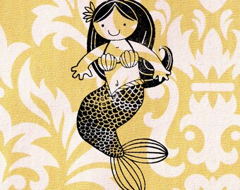 Mermaid Stamp: Wood Mounted Rubber Stamp