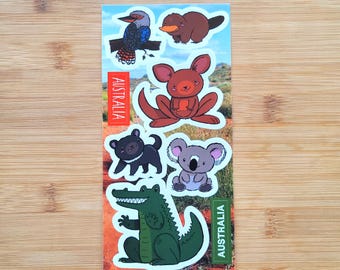 Cute Australian Animals Vinyl Sticker Sheet – Stickers for Water Bottle, Laptop, Planner – Funny Australia Stickers - Made in Canada