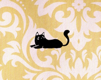 Cat Stamp - Black Cat Lying Down: Wood Mounted Rubber Stamp