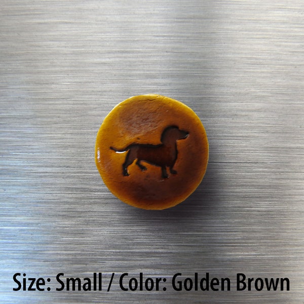 Dachshund Dog Magnet: Hand Stamped Clay Magnet