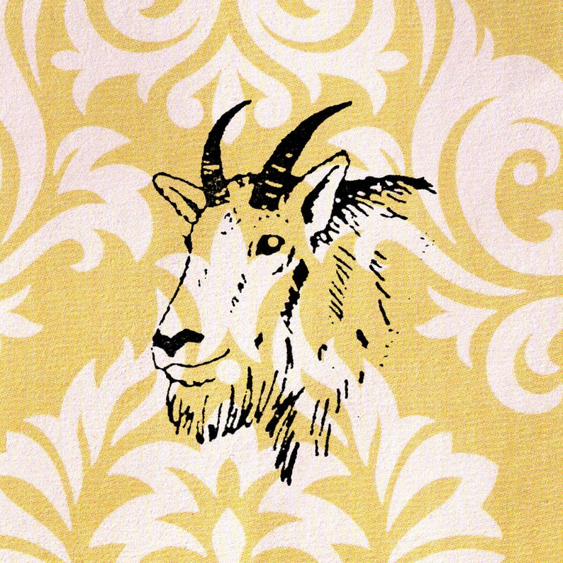 Mountain Goat Head Stamp: Wood Mounted Rubber Stamp - Etsy