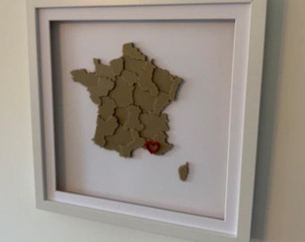 France - Framed 3D Love Map - Unique & Beautiful Engagement, Wedding or Anniversary Gift