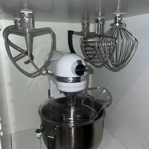 White KitchenAid Mixer Attachment Hanger | Improve the storage of your Whisks, Hooks and Paddles under a shelf or Cabinet