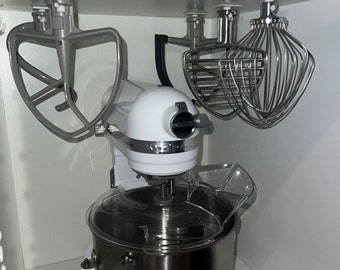 White KitchenAid Mixer Attachment Hanger / Mejore el almacenamiento de sus batidoras, ganchos y paletas debajo de un estante o gabinete