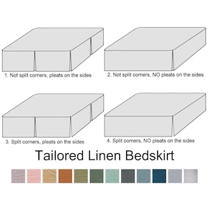 Gonna da letto in lino su misura, taglie UE, gonna da letto con volant antipolvere, per letto singolo, matrimoniale, 100% lino, biancheria da letto biologica naturale