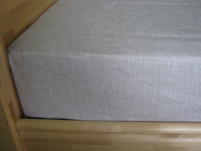 Linen Fitted Sheet Queen King Twin XL Full Double California, Deep Pocket Bed Sheet USA Sizes SALE image 3
