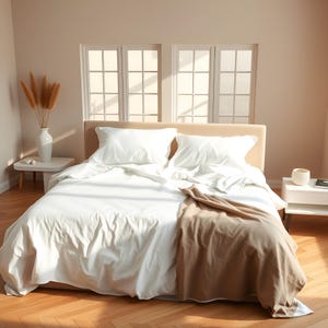 Linen Sheet Set California King White Color Pure 100% Flax European Bedding Deep Pocket 10" - 22" Meduim Weight Cal King Bed