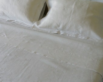 White Linen Sheets Set Natural Organic Flax Bed Sheets King Queen Full Double Twin XL