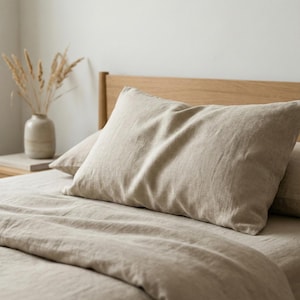 Linen Pillow Case Cover Housewife Pillowcase Standard Queen King Euro  White Oatmeal Body