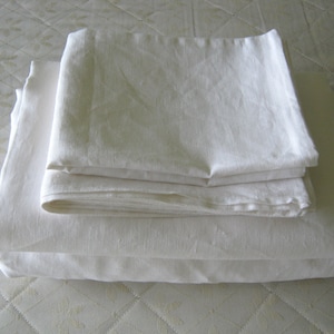 Linen Twin XL Sheets Set White 100% Natural Flax Bedding Deep Pocket 10" - 22"