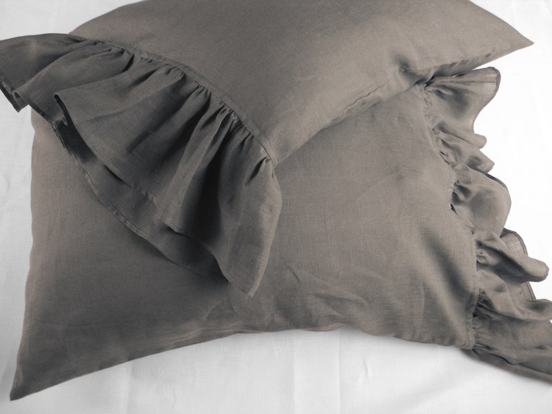 Linen Pillowcase With Ruffles Frill Pillow Sham White or Etsy