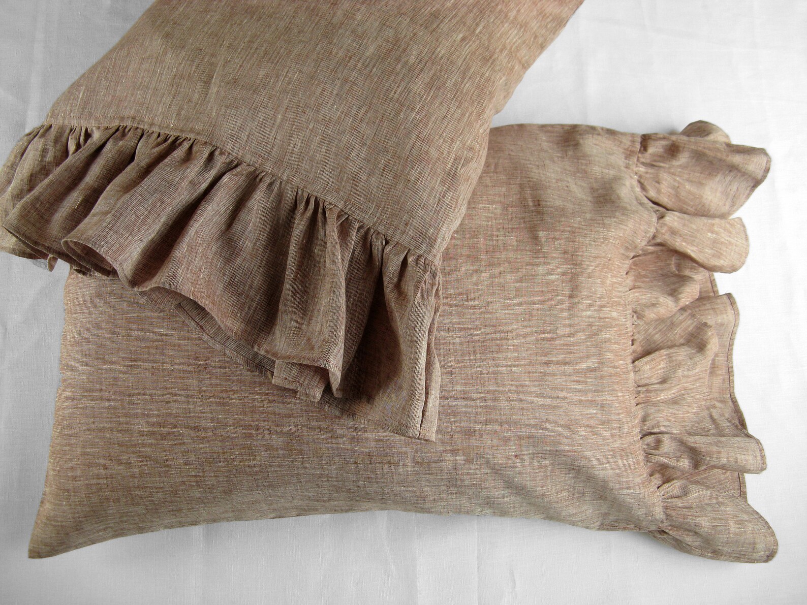 Linen Pillowcase With Ruffles Frill Pillow Sham White or Etsy