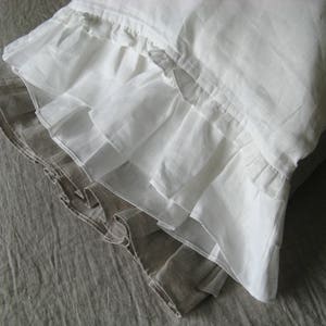 100% Linen Pillow Sham with ruffles White or Oatmeal Beige Ruffled pillowcase Standard Queen King Euro Pillow Case Slip Cover