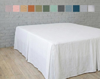 Tailored Linen Bed skirt Dust Ruffle Bedskirt, 3 or 4 sided, Twin Full Double Queen King 100% Flax Natural Organic Bedding