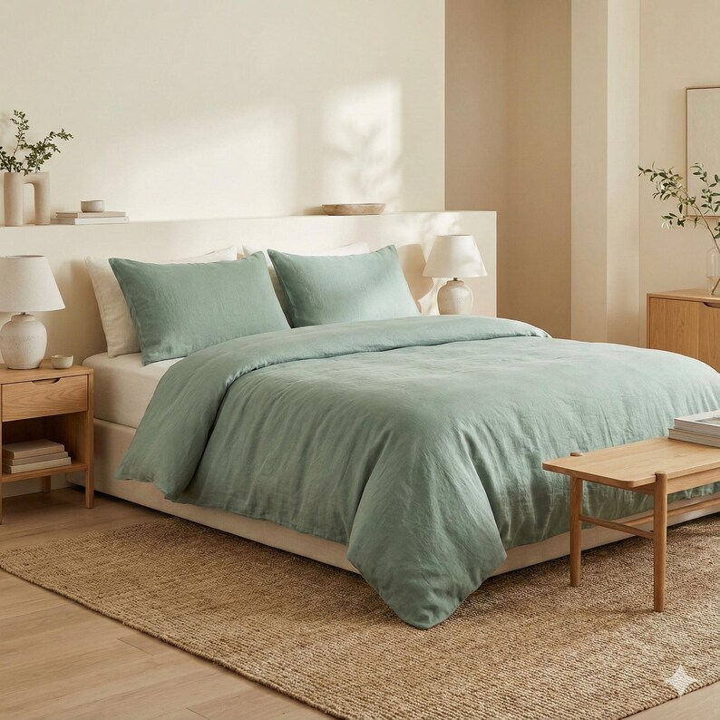 Funda nórdica de lino, tamaño personalizado, 100 % lino orgánico puro, ropa de cama natural, edredón Doona imagen 7