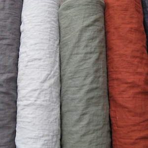 Soft 100% linen fabric by the yard / meter. Stonewashed, for sewing. Cut-to-length linen fabric. Various colors. Medium weight SALE image 3