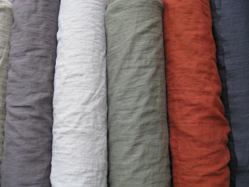 Soft 100% linen fabric by the yard / meter. Stonewashed, for sewing. Cut-to-length linen fabric. Various colors. Medium weight SALE image 3