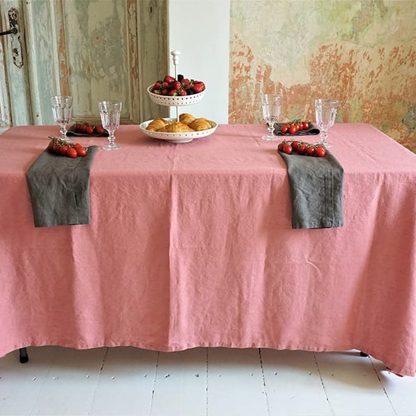 Linen tablecloth. Soft linen table cloth. Stonewashed natural dinning tablecloth in various colors. Custom sizes SALE