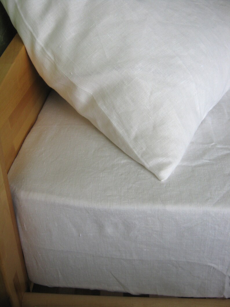 Linen Twin XL Sheets Set White 100 Natural Flax Bedding Deep Etsy