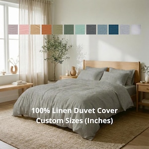 Funda nórdica de lino, tamaño personalizado, 100 % lino orgánico puro, ropa de cama natural, edredón Doona imagen 1