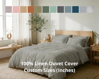Linen Duvet Cover Custom Size inches 100% Flax Pure Organic Natural Bedding Doona Quilt