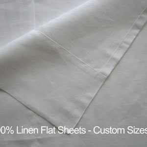Linen Flat Sheet, Custom Size Bed Sheets, Linen Top Sheet, White Oatmeal image 1