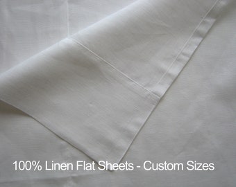 Linen Flat Sheet, Custom Size Bed Sheets, Linen Top Sheet, White Oatmeal