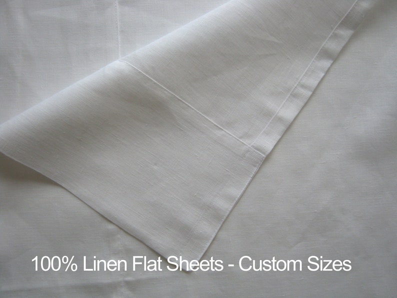 Linen Flat Sheet, Custom Size Bed Sheets, Linen Top Sheet, White Oatmeal image 1