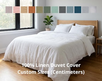 Custom 100% Linen Duvet Cover (cm) – Natural Flax – OEKO-TEX Certified – Hidden Buttons – Sustainable Bedding