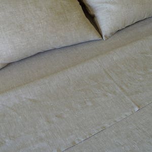Full size Linen Sheet set, Oatmeal Beige 100% Linen Bedding, Deep Pocket 10" - 22" Medium Weight