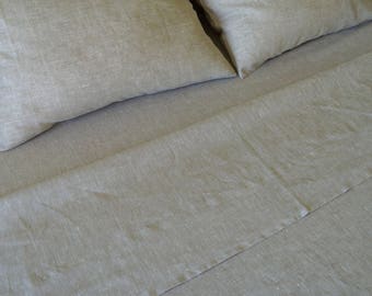 Linen Sheet set Full Double Oatmeal Beige 100% Pure Natural Flax European Bedding Deep Pocket 10" - 22" Meduim Weight