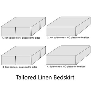 Op maat gemaakte linnen bedrok stof ruche beddenrok, 3- of 4-zijdig, twin full double queen king 100% vlas natuurlijk biologisch beddengoed
