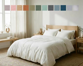 Funda nórdica de lino para cama individual, matrimonial, queen, superking, California, individual, europea