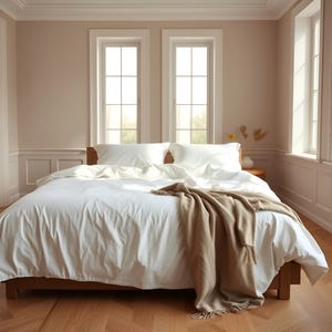 Bettwäsche Set Queen White Bed Set 100% natürliche Bio-Flachs Bettwäsche Tiefe Tasche