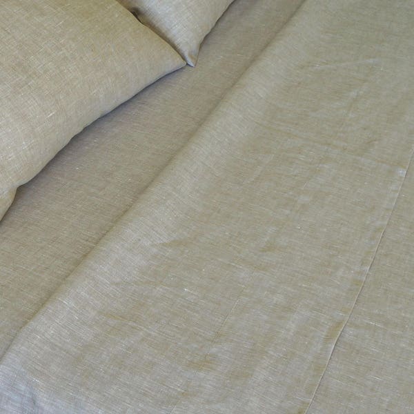 Linen Sheet set Queen Oatmeal Beige 100% Pure Natural Flax European Bedding Deep Pocket 10" - 22" Meduim Weight