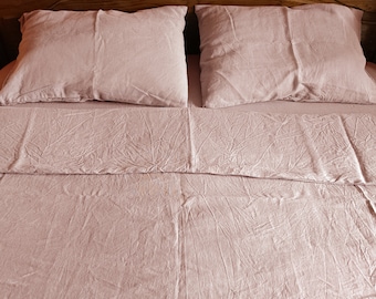 Linen sheets set, Linen bedding set, Softened bed sheets King Queen Full Double Twin XL. Fitted sheet, flat sheet, pillowcases. Dusty Pink