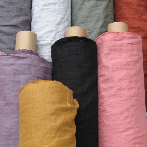 Soft 100% linen fabric by the yard / meter.  Stonewashed, for sewing. Cut-to-length linen fabric. Various colors. Medium weight SALE