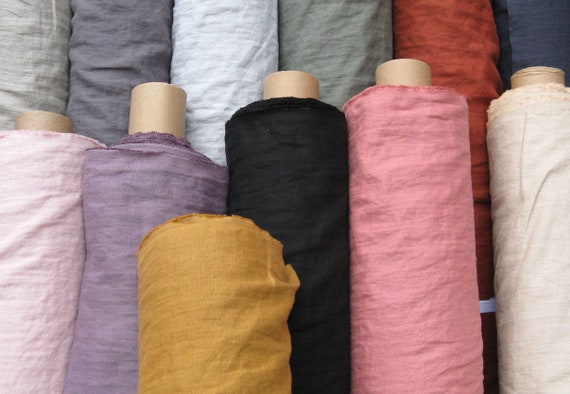 Soft 100% Linen Fabric by the Yard / Meter. Stonewashed, for