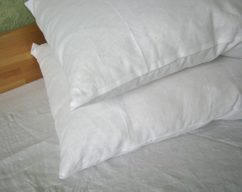 Linen pillow case in White, Queen linen pillowcase, King pillow sham Square pillowcase Lumbar Body pillow