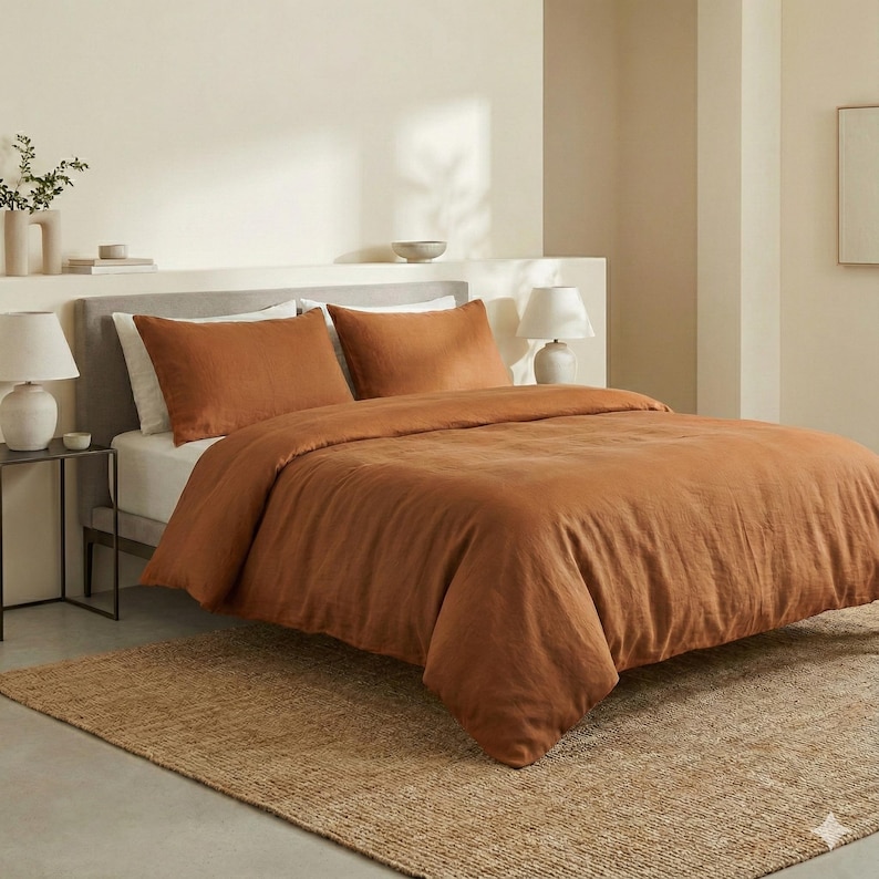 Funda nórdica de lino, tamaño personalizado, 100 % lino orgánico puro, ropa de cama natural, edredón Doona imagen 6