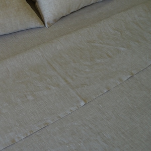 Linen Flat Sheet in Oatmeal Beige. Top Sheet Linen Bedding Twin XL Full Double Queen King Kalifornia Single