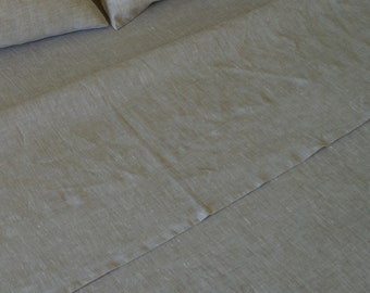 Linen Flat Sheet in Oatmeal Beige. Top Sheet Linen Bedding Twin XL Full Double Queen King Kalifornia Single