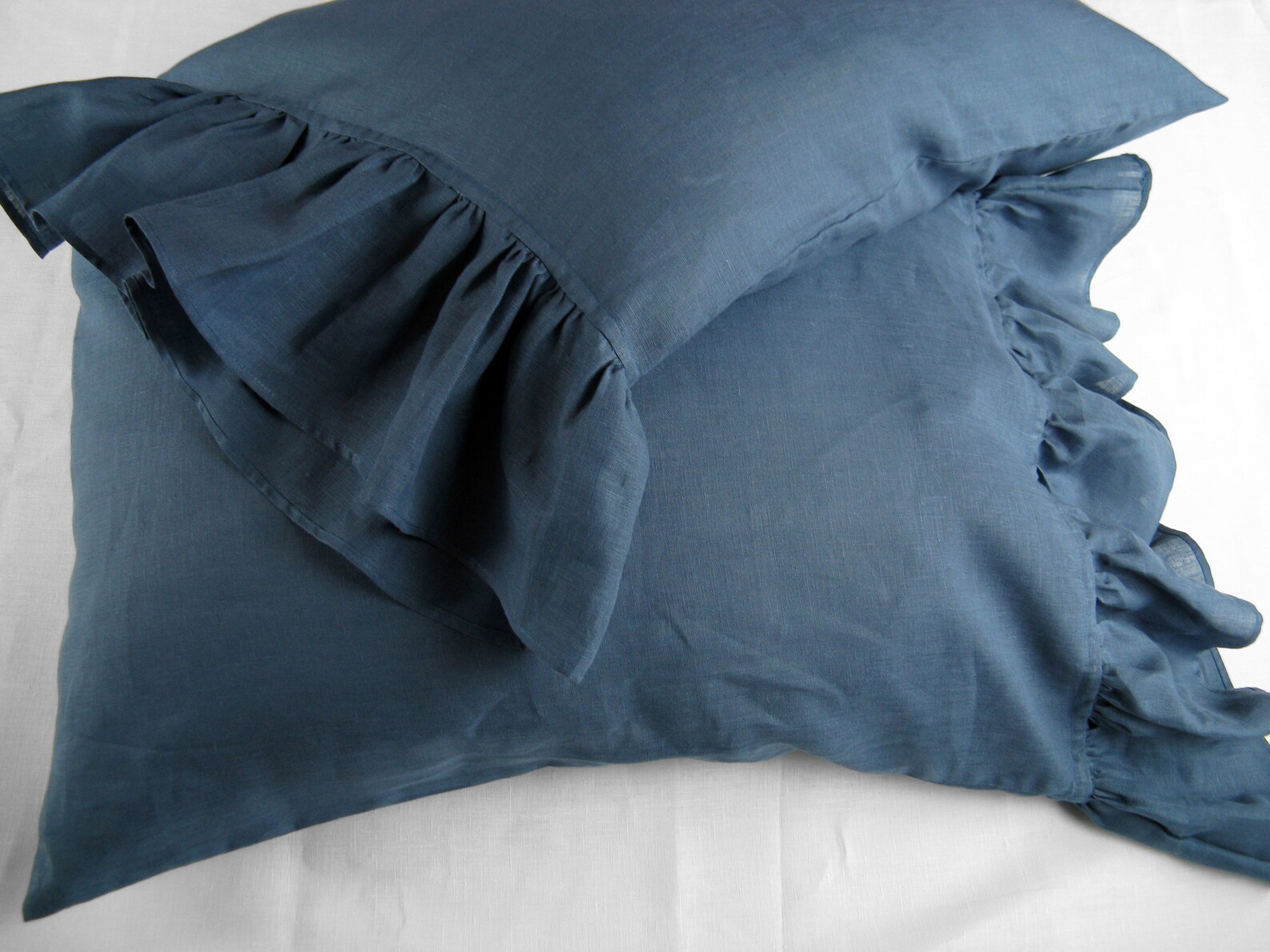 Linen Pillowcase With Ruffles Frill Pillow Sham White or Etsy