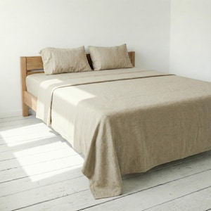 Linen Sheets Set Queen King Full Double Twin XL Oatmeal Pure 100% European Flax Natural Organic Housewife Oxford Ruffles Frill pillowcases