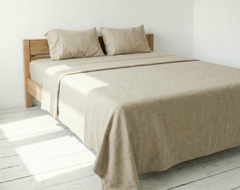 Linen Sheets Set Queen King Full Double Twin XL Oatmeal Pure 100% European Flax Natural Organic Housewife Oxford Ruffles Frill pillowcases